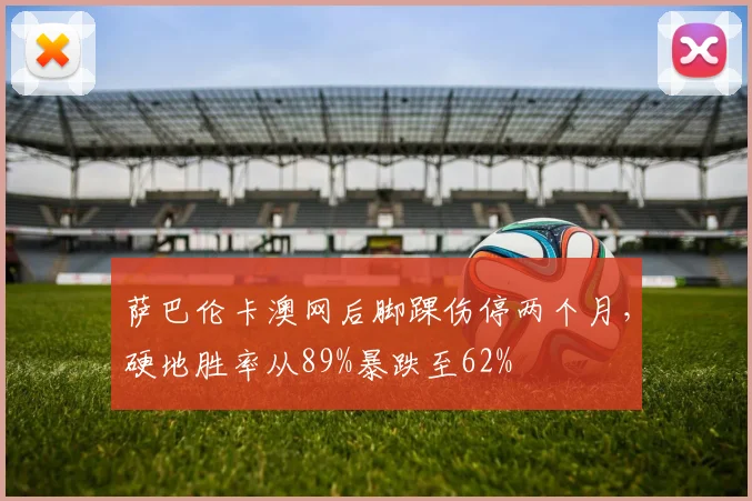 萨巴伦卡澳网后脚踝伤停两个月，硬地胜率从89%暴跌至62%